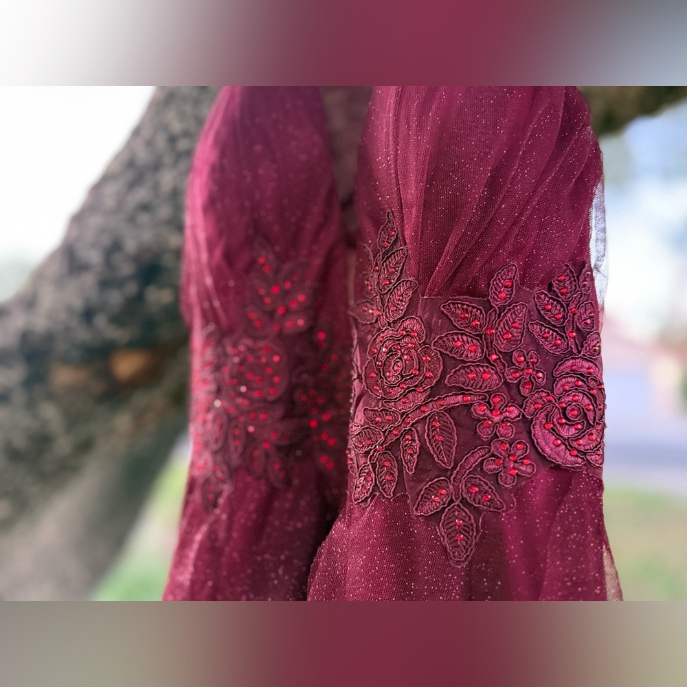 Elegant Maroon Lace Dress